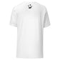T-shirt branca astredik com logótipo de coroa preta na nuca, edição 25 de Abril, vista traseira